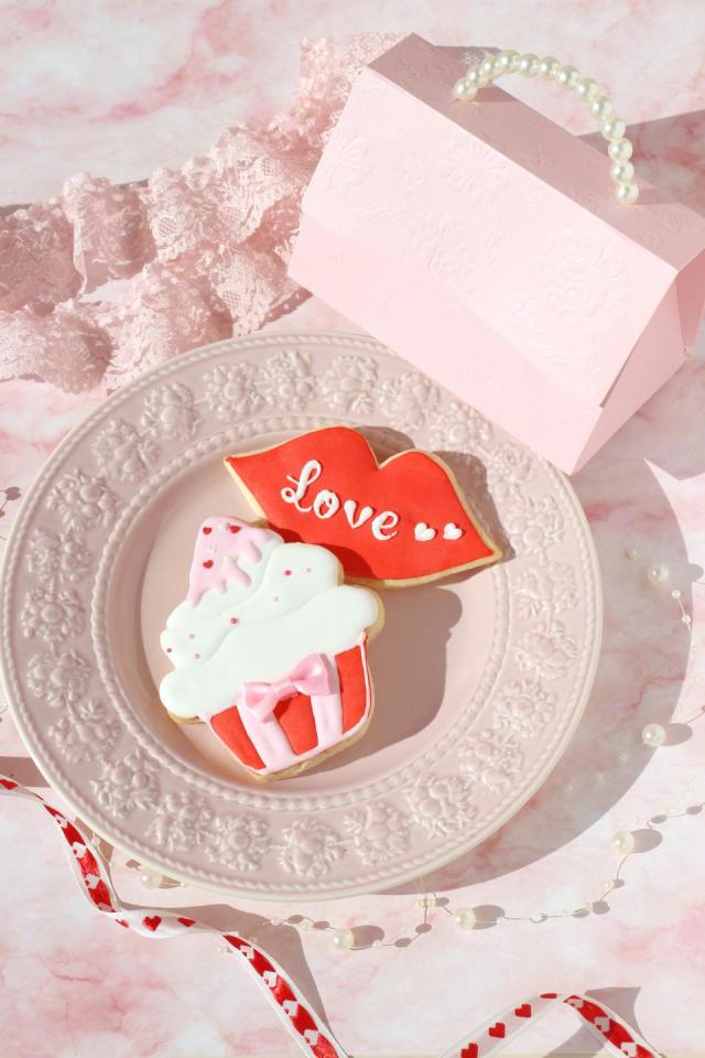 【リップ＋カップケーキ】アイシングクッキー in Pink Bag